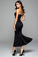 Load image into Gallery viewer, Black Strapless Satin Long Formal Dress with Slit