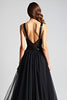 Load image into Gallery viewer, Black A Line Long Tulle Backless Formal Dress with Sequins