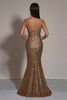 Load image into Gallery viewer, Sparkly Gold Sweetheart Mermaid Long Sequin Formal Dress with Slit