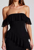 Load image into Gallery viewer, Black Off the Shoulder Chiffon Long Formal Dress with Slit