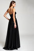 Load image into Gallery viewer, Sparkly Black Spaghetti Straps A Line Long Formal Dress with Slit