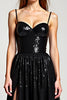 Load image into Gallery viewer, Sparkly Black Spaghetti Straps A Line Long Formal Dress with Slit