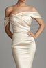 Load image into Gallery viewer, Champagne Off the Shoulder Satin Mermaid Long Formal Dress