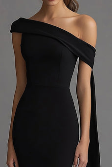 Black Mermaid One Shoulder Long Formal Dress