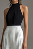 Load image into Gallery viewer, White A Line Pleated Halter Neck Long Formal Dress