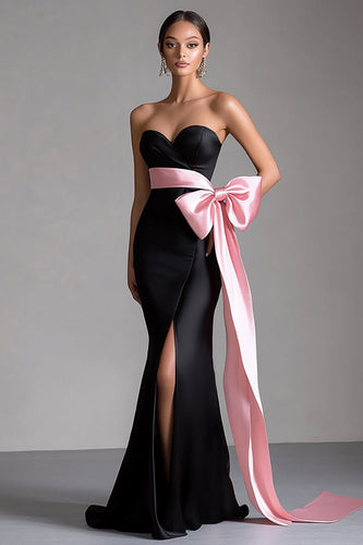 Black Sweetheart Mermaid Formal Dress with Bow