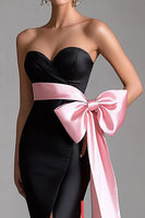 Load image into Gallery viewer, Black Sweetheart Mermaid Formal Dress with Bow