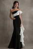 Load image into Gallery viewer, Black White Mermaid Long Formal Dress with Ruffles