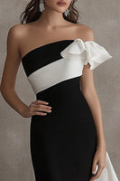 Load image into Gallery viewer, Black White Mermaid Long Formal Dress with Ruffles
