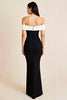 Load image into Gallery viewer, Black White Off the Shoulder Satin Long Formal Dress