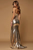 Load image into Gallery viewer, Golden Metallic Mermaid Long Corset Formal Dress with Slit