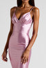 Load image into Gallery viewer, Pink Mermaid Satin Spaghetti Straps Long Formal Dress