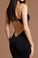 Load image into Gallery viewer, Black Satin Sweetheart Long Formal Dress with Slit