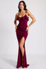 Load image into Gallery viewer, Burgundy Spaghetti Straps Mermaid Long Formal Dress with Slit