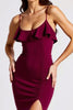 Load image into Gallery viewer, Burgundy Spaghetti Straps Mermaid Long Formal Dress with Slit