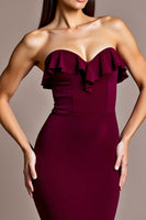 Load image into Gallery viewer, Burgundy Satin Mermaid Sweetheart Long Formal Dress