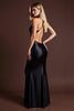 Load image into Gallery viewer, Black Satin Spaghetti Straps Sheath Long Formal Dress with Slit