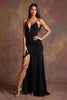 Load image into Gallery viewer, Black Spaghetti Straps Sheath Long Formal Dress with Slit