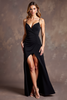 Load image into Gallery viewer, Black Spaghetti Straps Ruched Formal Dress with Slit