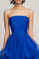 Load image into Gallery viewer, Royal Blue A Line Strapless Ruffled Long Formal Dress