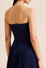 Load image into Gallery viewer, Navy Pleated A Line Strapless Sheath Long Formal Dress