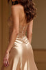 Load image into Gallery viewer, Gold Metallic A Line Sweetheart Long Formal Dress with Slit
