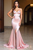 Load image into Gallery viewer, Pink Spaghetti Straps Satin Long Mermaid Formal Dress with Slit