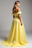 Load image into Gallery viewer, Light Yellow Off the Shoulder Chiffon Long Ball Gown Formal Dress