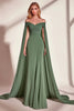 Load image into Gallery viewer, Eucalyptus Off the Shoulder Mermaid Long Formal Dress with Cape
