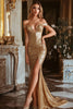Load image into Gallery viewer, Sparkly Gold Sequin Mermaid Long Formal Dress with Slit