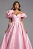 Load image into Gallery viewer, Pink Off the Shoulder Satin A Line Long Formal Dress