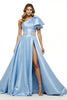 Load image into Gallery viewer, Blue Satin A Line One Shoulder Long Formal Dress with Slit