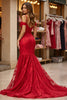 Load image into Gallery viewer, Red Lace Mermaid Corset Long Formal Dress with Slit