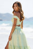 Load image into Gallery viewer, Green A Line Off the Shoulder Long Formal Dress with Slit