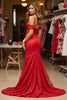 Load image into Gallery viewer, Red A Line Corset Long Lace Formal Dress with Slit