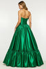 Load image into Gallery viewer, Dark Green A Line Strapless Long Satin Formal Dress with Slit