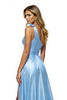 Load image into Gallery viewer, Blue One Shoulder Satin A Line Long Formal Dress with Slit