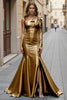 Load image into Gallery viewer, Blue One Shoulder Satin Mermaid Long Formal Dress with Slit
