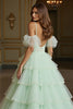 Load image into Gallery viewer, Green Tulle Tiered Ball Gown Long Formal Dress with Appliques