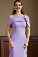 Load image into Gallery viewer, Lilac Satin Mermaid Long Mother of the Bride Dress with 3D Flowers