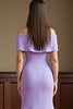 Load image into Gallery viewer, Lilac Satin Mermaid Long Mother of the Bride Dress with 3D Flowers