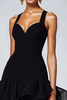 Load image into Gallery viewer, Black Spaghetti Straps Ruffled A-Line Long Formal Dress