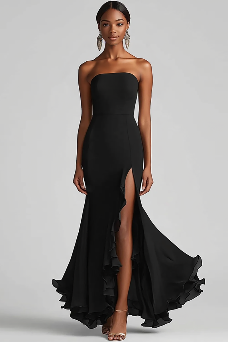 Load image into Gallery viewer, Royal Blue Strapless Long Chiffon Formal Dress with Slit