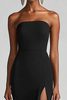 Load image into Gallery viewer, Black Strapless Sheath Chiffon Long Formal Dress with Slit