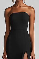 Load image into Gallery viewer, Black Strapless Sheath Chiffon Long Formal Dress with Slit