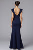 Load image into Gallery viewer, Elegant Navy Mermaid Boat Neck Long Formal Dress