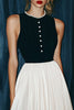 Load image into Gallery viewer, Vintage Black and White Long Round Neck A Line Formal Dress