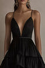 Load image into Gallery viewer, Black Spaghetti Straps A Line Ruffled High-Low Formal Dress
