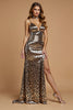 Load image into Gallery viewer, Golden Leopard Printed Metallic Long Sheath Formal Dress with Slit