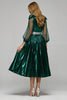 Load image into Gallery viewer, Dark Green Metallic V-Neck Midi Formal Dress with Slit